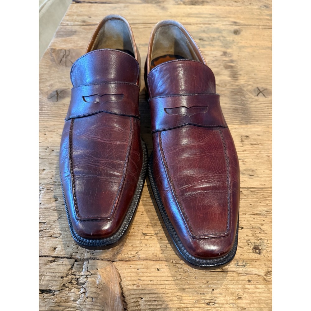 Ermenegildo Zegna Penny Loafer Mens EU10.5/US 11.5 Brown/Burgundy Leather  Shoes